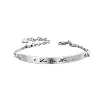Bijoux bracelet en acier inoxydable, avec 1.18lnch chaînes de rallonge, unisexe & chaîne de corde & avec le motif de lettre & émail, couleur originale, 6x61mm, Vendu par Environ 8.3 pouce brin
