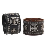 Cowhide Bracelet with Zinc Alloy gun black plated for woman & enamel 48mm Sold Per Approx 9 Inch Strand