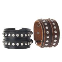 Cowhide Bracelet with Zinc Alloy silver color plated durable & Unisex & adjustable 46mm Sold Per Approx 10 Inch Strand