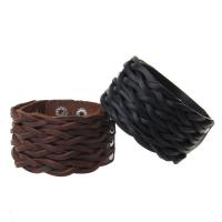 Cowhide Bracelet with Zinc Alloy silver color plated durable & Unisex 40mm Sold Per Approx 9 Inch Strand