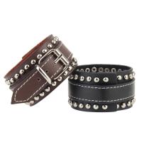 Cowhide Bracelet with Zinc Alloy silver color plated durable & Unisex & adjustable 40mm Sold Per Approx 9 Inch Strand