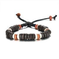 Pierre naturelle bracelet, avec corde en nylon & bois, réglable & pour homme, 9mm, Vendu par Environ 11 pouce brin
