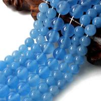 Blue kalcedon Perla, Krug, prirodan, različite veličine za izbor, plav, Prodano Per Približno 15.7 inčni Strand