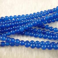 blauer Chalzedon Perle, rund, natürlich, verschiedene Größen vorhanden, tiefblau, verkauft per ca. 15.7 ZollInch Strang