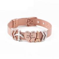 Stainless Steel Jewelry Bracelet plated with letter pattern & for woman & with rhinestone Sold Per Approx 8.3 Inch Strand