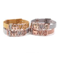 Bijoux bracelet en acier inoxydable, Placage, pour femme & avec strass, plus de couleurs à choisir, 10x1mm, Vendu par Environ 8.3 pouce brin