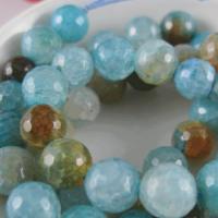 Natürliche Crackle Achat Perlen, Flachen Achat, rund, verschiedene Größen vorhanden & facettierte, blau, verkauft per ca. 15.7 ZollInch Strang