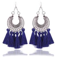 Fashion Fringe Earrings Zinc Alloy with Nylon iron earring hook antique silver color plated for woman lead & cadmium free 100mm Sold By Pair