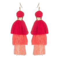 Fashion Fringe Earrings Zinc Alloy with Nylon Cord brass earring hook gold color plated Bohemian style & for woman nickel lead & cadmium free Sold By Pair