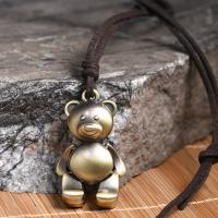 Zinc Alloy Sweater Necklace with Velveteen Cord Bear antique bronze color plated vintage & Unisex & adjustable nickel lead & cadmium free Length Approx 19.7-31 Inch Sold By Lot