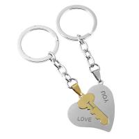Bag Purse Charms Keyrings Keychains Zinc Alloy with Stainless Steel Pendant heart and key word I love you plated Unisex nickel lead & cadmium free 100mm 30mm  Sold By Lot