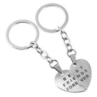 Bag Purse Charms Keyrings Keychains Zinc Alloy with Stainless Steel Pendant Heart word best friends forever plated Unisex nickel lead & cadmium free 100mm 30mm  Sold By Lot