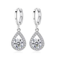 Cubic Zirconia Micro Pave Brass Earring, Teardrop, platinum plated, micro pave cubic zirconia & for woman, nickel, lead & cadmium free, 27x9mm, Sold By Pair