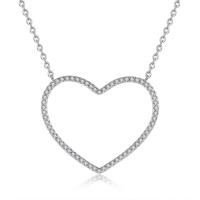 Cubic Zircon Micro Pave Brass Necklace Heart platinum plated oval chain & micro pave cubic zirconia & for woman nickel lead & cadmium free Sold Per Approx 15.5 Inch Strand