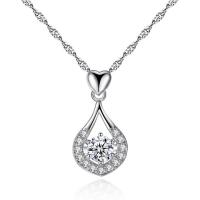 Austrian Crystal Necklace Brass with Austrian Crystal Teardrop gold color plated Singapore chain & micro pave cubic zirconia & for woman & faceted nickel lead & cadmium free Sold Per Approx 15.5 Inch Strand