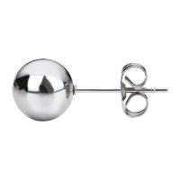 Stainless Steel Stud Earrings Round plated polished & Unisex Sold By Pair