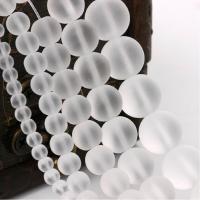 Perles en verre de mode, Des billes de verre, avec pierre gemme en verre, Rond, synthétique, synthétique, blanc, Longueur:Environ 15.7 pouce, Environ 10Strandstoron/lot, Vendu par lot