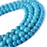 Türkis Perlen, Synthetische Türkis, rund, natürlich, verschiedene Größen vorhanden, blau, verkauft per ca. 15.7 ZollInch Strang