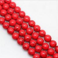 Türkis Perlen, Synthetische Türkis, rund, natürlich, verschiedene Größen vorhanden, rot, verkauft per ca. 15.7 ZollInch Strang