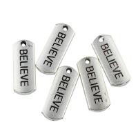 Tibetan Style Pendants, Flat Oval, antique silver color plated, with letter pattern, lead & cadmium free, 8x21x2mm, Hole:Approx 1.5mm, 150PCs/Bag, Sold By Bag