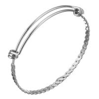 Stainless Steel Bangle Unisex & adjustable original color 6mm 4mm Inner Approx 59mm Sold By Lot
