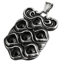 Stainless Steel Pendant, with Black Agate, blacken, 30x47x5mm, Hole:Approx 5x9mm, 5PCs/Lot, Sold By Lot