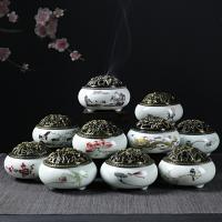 Traditional Ceramic Inserted Burner Incense Seat Porcelain with Zinc Alloy antique bronze color plated durable Sold By PC