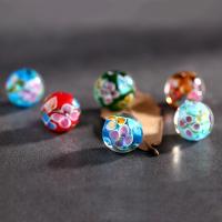 Inner Flower Lampwork Beads, Round, handmade, mixed colors, 12mm, Hole:Approx 2mm, 5PCs/Bag, Sold By Bag