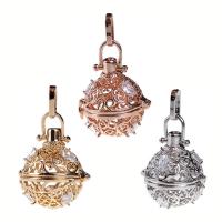 Brass Pregnant Ball Locket Pendant, plated, It could be opened and beads could be put inside. & with rhinestone & hollow, more colors for choice, nickel, lead & cadmium free, 24x26mm, Hole:Approx 3-5mm, Inner Diameter:Approx 17mm, Sold By PC