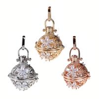 Brass Pregnant Ball Locket Pendant, plated, It could be opened and beads could be put inside. & with rhinestone & hollow, more colors for choice, nickel, lead & cadmium free, 19x22mm, Hole:Approx 3-5mm, Inner Diameter:Approx 16mm, Sold By PC