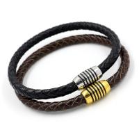 Cuir bracelet, Alliage de zinc fermoir magnétique, Placage, unisexe & émail, plus de couleurs à choisir, 6mm, Longueur:Environ 8.6 pouce, 10Strandstoron/lot, Vendu par lot