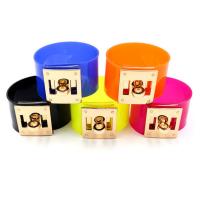 plastique PVC bracelet, avec alliage de zinc, Placage de couleur d'or, réglable & pour femme, plus de couleurs à choisir, 35mm, Longueur Environ 7.8 pouce, 10Strandstoron/lot, Vendu par lot