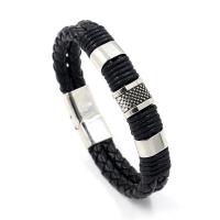 PU Leather Bracelet with Zinc Alloy rainbow for man original color Length Approx 8.3 Inch
