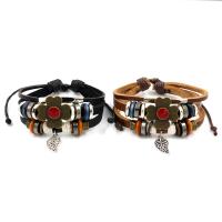 Leather Bracelet, with Tibetan Style, Tibetan Style magnetic clasp, with 3Inch extender chain, plated, Unisex & enamel, more colors for choice, nickel, lead & cadmium free, Sold Per Approx 7 Inch Strand