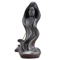 Backflow Incense Burner, Purple Clay, Guanyin, durable, 100x90x230mm, Sold By PC
