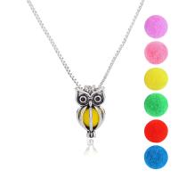 Perfume Locket Necklace Brass with Plush Owl platinum color plated box chain & for woman & hollow nickel lead & cadmium free Sold Per Approx 17.7 Inch Strand