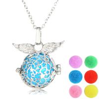 Perfume Locket Necklace Brass with Plush with 2inch extender chain platinum color plated with wing pattern & with star pattern & oval chain & for woman & hollow nickel lead & cadmium free Sold Per Approx 17.7 Inch Strand