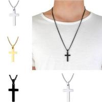 Stainless Steel Sweater Necklace with iron chain Cross plated curb chain & for man Sold By Strand