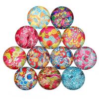 Glass Cabochons Flat Round time gem jewelry & mixed pattern & flat back Sold By Bag