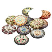 Glass Cabochons Flat Round time gem jewelry & mixed pattern & flat back Length Approx 7 Inch Sold By Bag