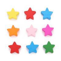 Perles en bois, étoile, couleurs mélangées, 15mm, Trou:Environ 2mm, 100PC/sac, Vendu par sac