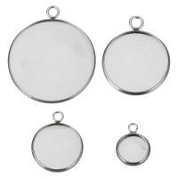 Stainless Steel Pendant Setting Flat Round original color Sold By PC
