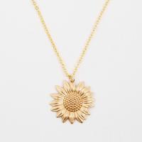Zinc Alloy Jewelry Necklace Sunflower gold color plated oval chain & for woman Sold Per Approx 17 Inch Strand