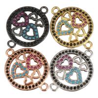 Mässing smycken Connector, Donut, plated, micro bana cubic zirconia & 1/1 slinga, fler färger för val, 22x17x3mm, Hål:Ca 2mm, 10PC/Lot, Säljs av Lot