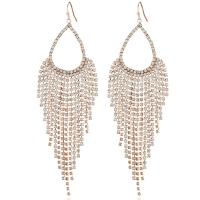 Fashion Fringe Earrings Zinc Alloy stainless steel earring hook gold color plated for woman & with rhinestone nickel lead & cadmium free Sold By Pair