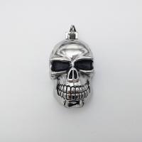 Roestvrij staal Skull Hangers, Schedel, Halloween Jewelry Gift & voor de mens & zwart maken, oorspronkelijke kleur, 35x56mm, Gat:Ca 2-4mm, Verkocht door PC