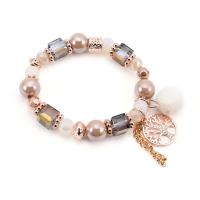 alliage de zinc bracelet, avec cristal & Acrylique, Plaqué de couleur d'or rose, Style bohème & pour femme & facettes, sans plomb et cadmium, 12mm, 10mm, Vendu par Environ 6 pouce brin