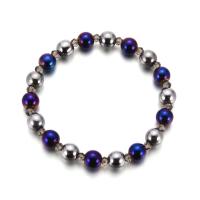 Non Magnetic Hematite Bracelet, with Crystal, Round, colorful plated, for woman & faceted, 8mm, 4mm, Sold Per Approx 6.5 Inch Strand