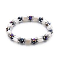 Non Magnetic Hematite Bracelet, with Crystal & Tibetan Style, painted, for woman & faceted, 8mm, 5mm, Sold Per Approx 6.5 Inch Strand