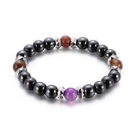 Non Magnetic Hematite Bracelet, with Gemstone & Tibetan Style, Round, for woman, 8mm, Sold Per Approx 6.5 Inch Strand